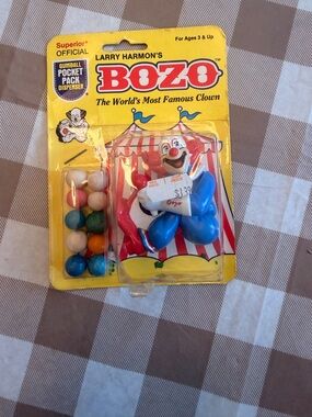 Bozo the Clown Gumball Pocket Pack Dispenser - Blue & Red Vintage